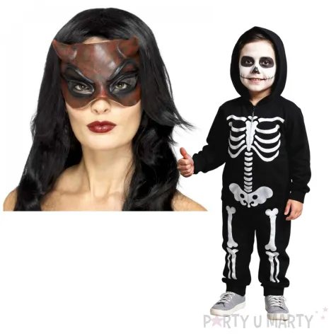 maska party diablica brazowa lateksowa smiffys