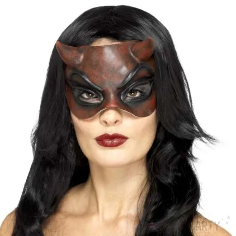 maska party diablica brazowa lateksowa smiffys