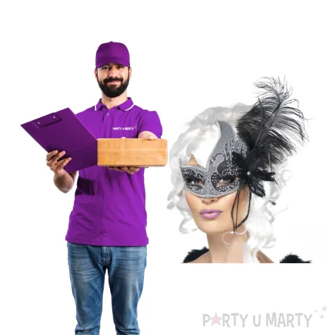 maska party wenecka piora czarno popielata smiffys