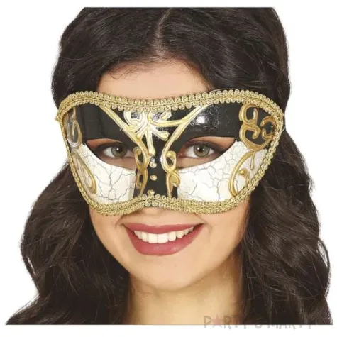 maska party wenecka zdobiona czarna guirca