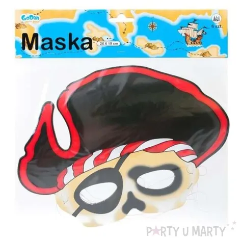 maska pirat korsarz papierowa 6 szt