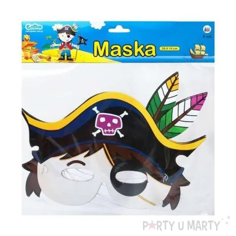 maska pirat papierowa 6 szt