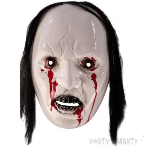 maska potwor z wlosami biala plastikowa carnival toys