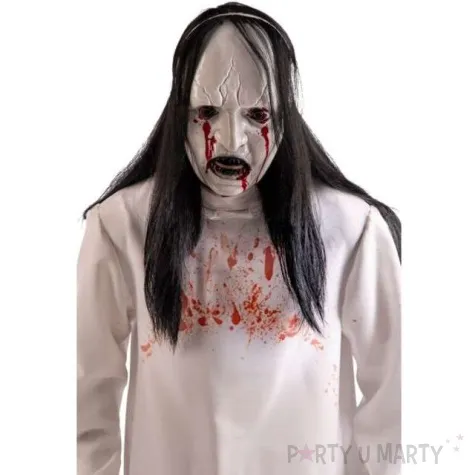 maska potwor z wlosami biala plastikowa carnival toys