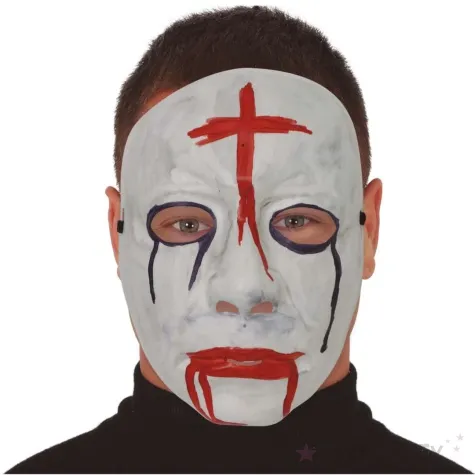 maska psychopata krwawy krzyz bialy guirca