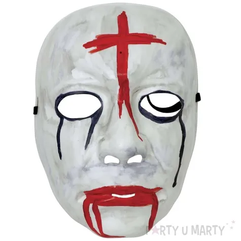 maska psychopata krwawy krzyz bialy guirca