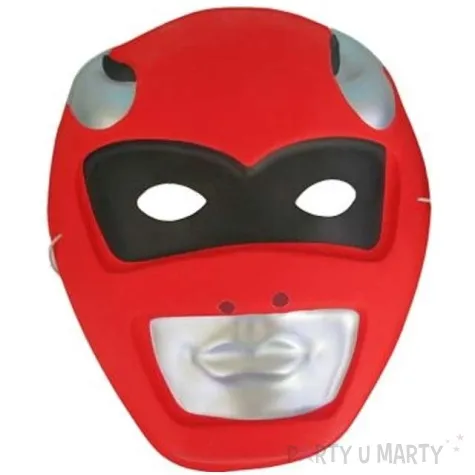 maska robot czerwona plastikowa