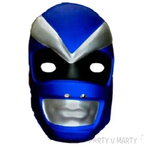 maska robot niebieska plastikowa