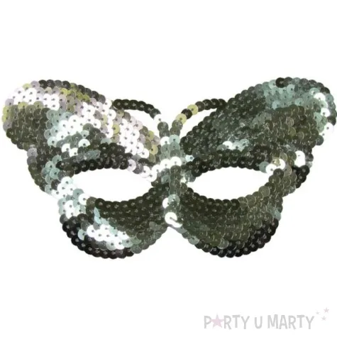 maska srebrny motyl cekinowa arpex