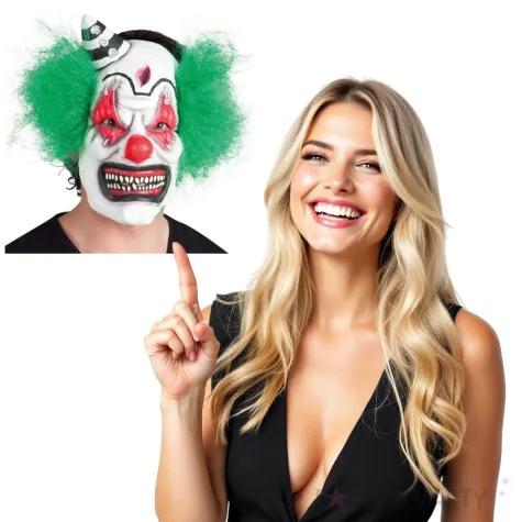 maska straszny klaun lateksowa z wlosami boland