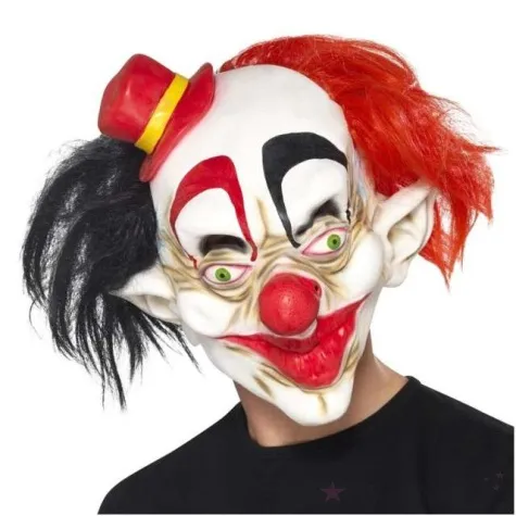 maska szalony klaun z kapeluszem lateksowa smiffys