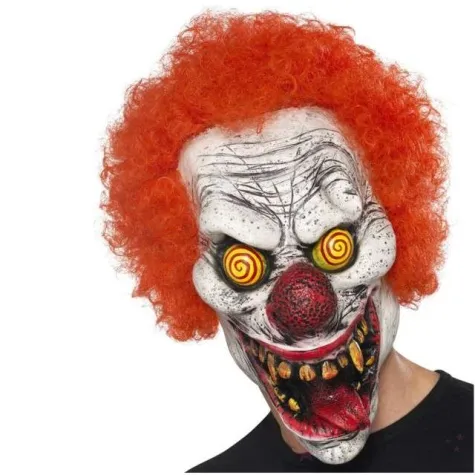 maska szalony klaun zakrecone oczy lateksowa smiffys