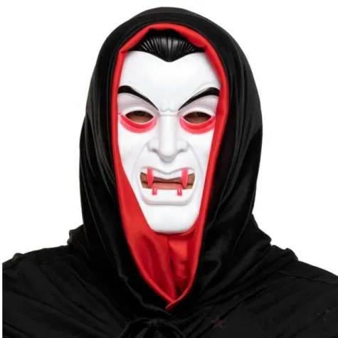 maska wampir z kapturem biala partypal