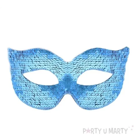 maska wenecka cekinowa turkusowo rozowa godan