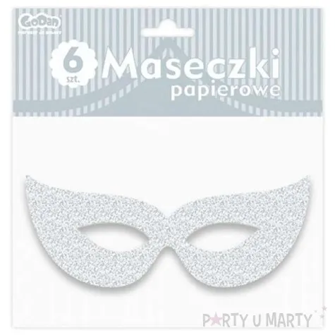 maska wenecka na oczy papierowa srebrna 6 szt