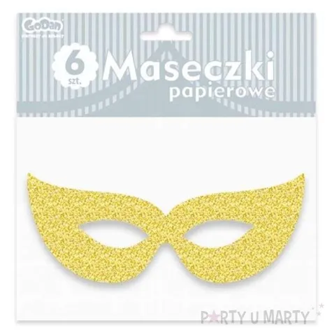 maska wenecka na oczy papierowa zlota 6 szt