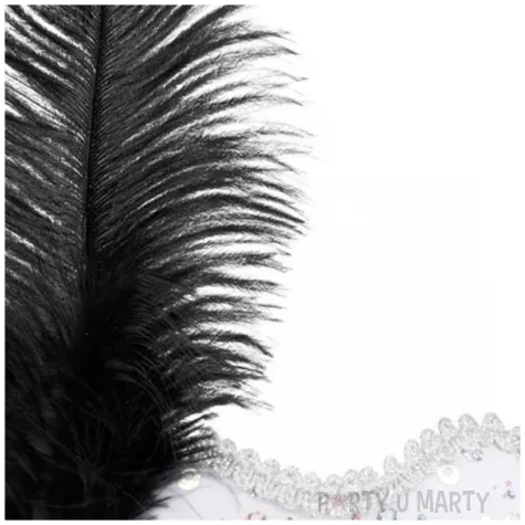 maska wenecka z piorkiem biala boland