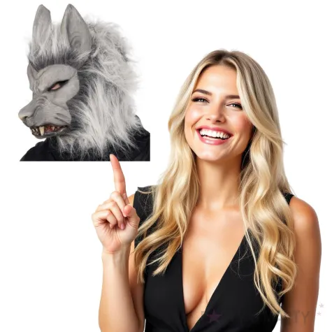 maska wilkolak deluxe szara lateksowa smiffys