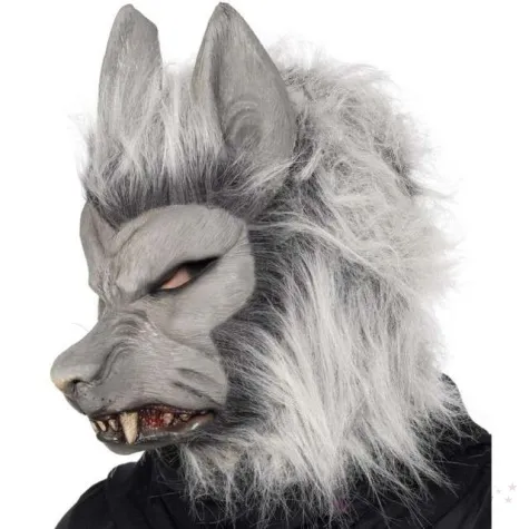 maska wilkolak deluxe szara lateksowa smiffys