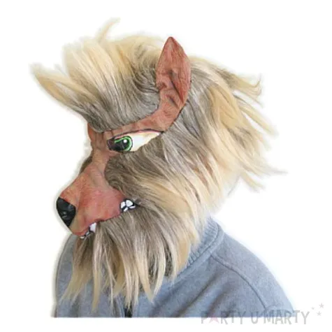 maska wilkolak z futerkiem lateksowa