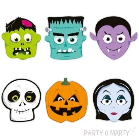 maski halloween monsters papierowe partypal 6 szt