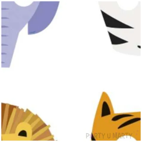 maski papierowe zwierzeta safari unique 8 szt