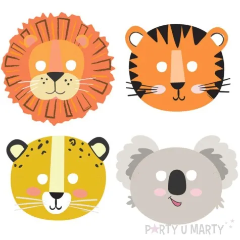 maski wesole zoo papierowe amscan 8 szt