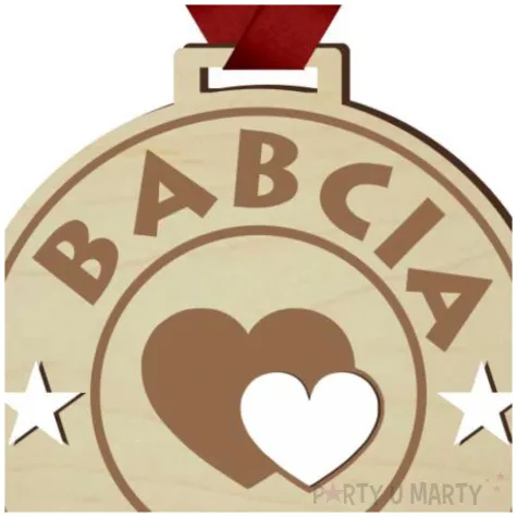medal babcia na medal drewniany 72 mm
