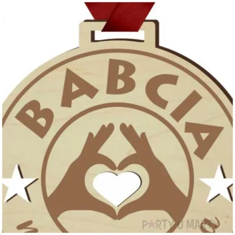 medal babcia najukochansza drewniany 72 mm