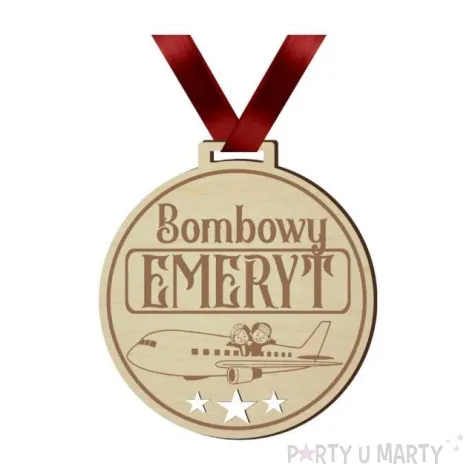 medal bombowy emeryt drewniany 72 mm