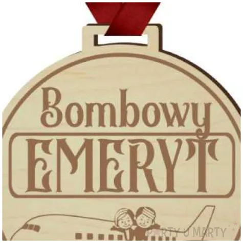 medal bombowy emeryt drewniany 72 mm