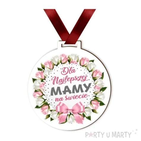 medal drukowany dla najlepszej mamy bialy 72 mm