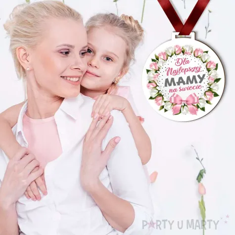 medal drukowany dla najlepszej mamy bialy 72 mm