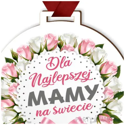 medal drukowany dla najlepszej mamy bialy 72 mm