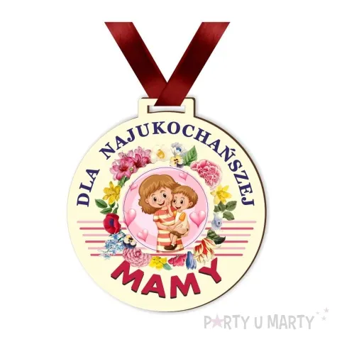 medal drukowany dla najukochanszej mamy bialy 72 mm