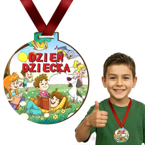 medal drukowany dzien dziecka kolorowy swiat 72 mm