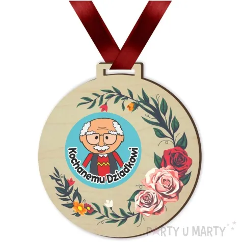 medal drukowany kochanemu dziadkowi odznaka drewniany 72 mm