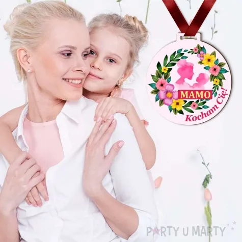 medal drukowany mamo kocham cie bialy 72 mm