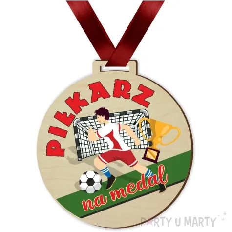 medal drukowany pilkarz na medal drewniany 72 mm
