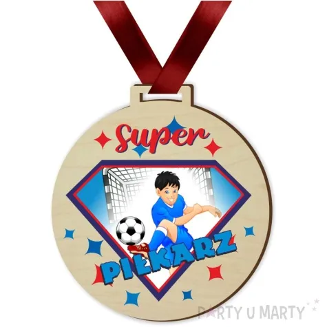 medal drukowany super pilkarz drewniany 72 mm