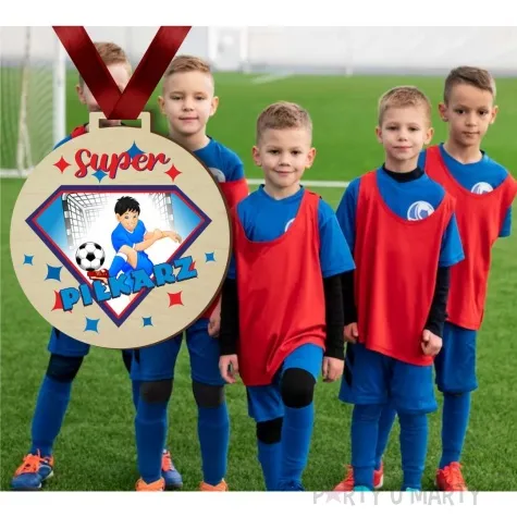 medal drukowany super pilkarz drewniany 72 mm