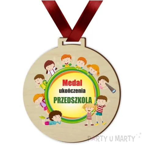medal drukowany ukonczenia przedszkola drewniany 72 mm