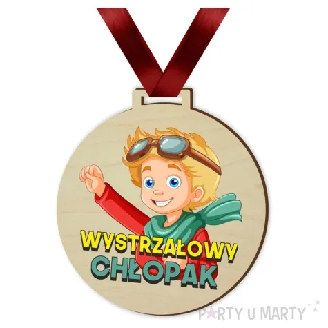 medal drukowany wystrzalowy chlopak drewniany 72 mm