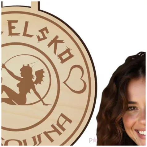 medal dzien kobiet diabelsko seksowna drewniany 72 mm