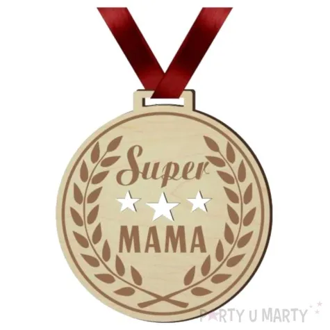 medal dzien matki super mama laur drewniany 72 mm