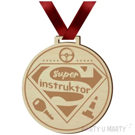 medal instruktor jazdy super drewniany 72 mm