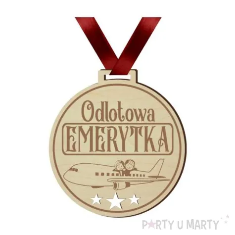 medal odlotowa emerytka drewniany 72 mm