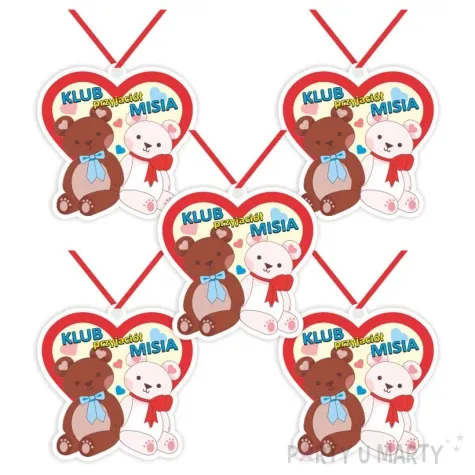 medal papierowy klub przyjaciol misia mix 6x6 cm 5 szt