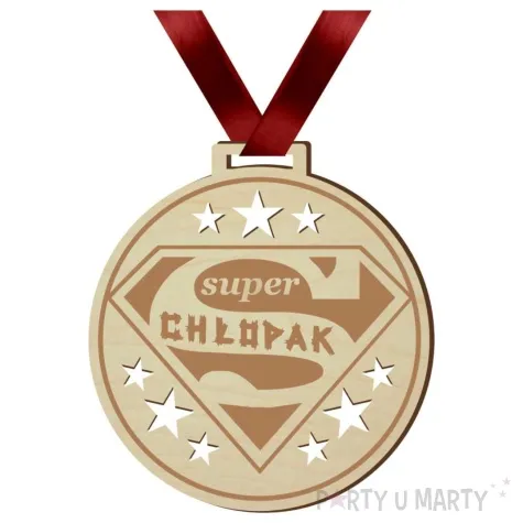 medal super chlopak drewniany 72 mm