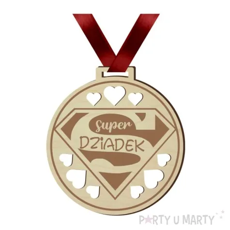 medal super dziadek drewniany 72 mm